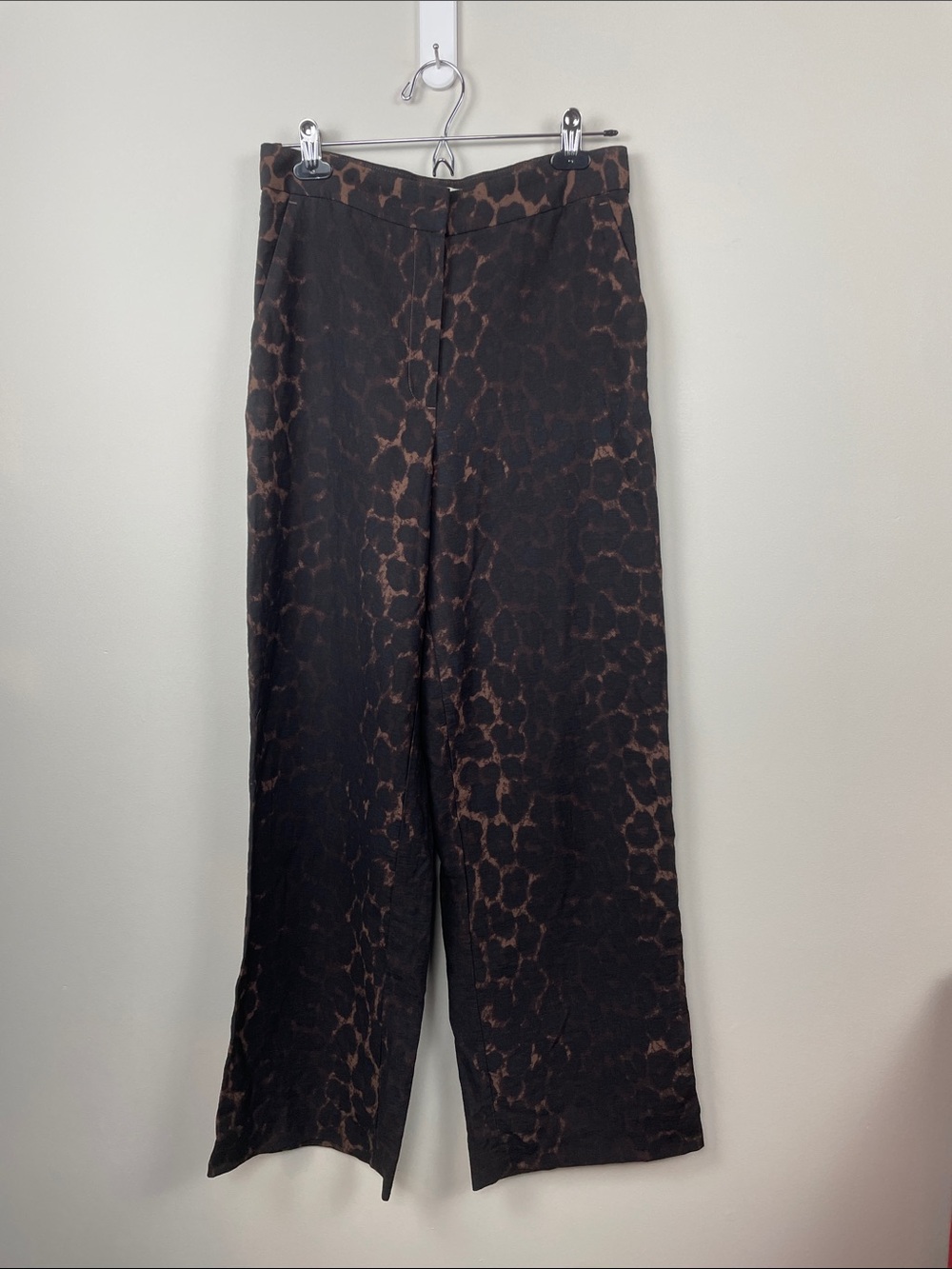 H&M Black and Brown Leopard-Print Dress Pants